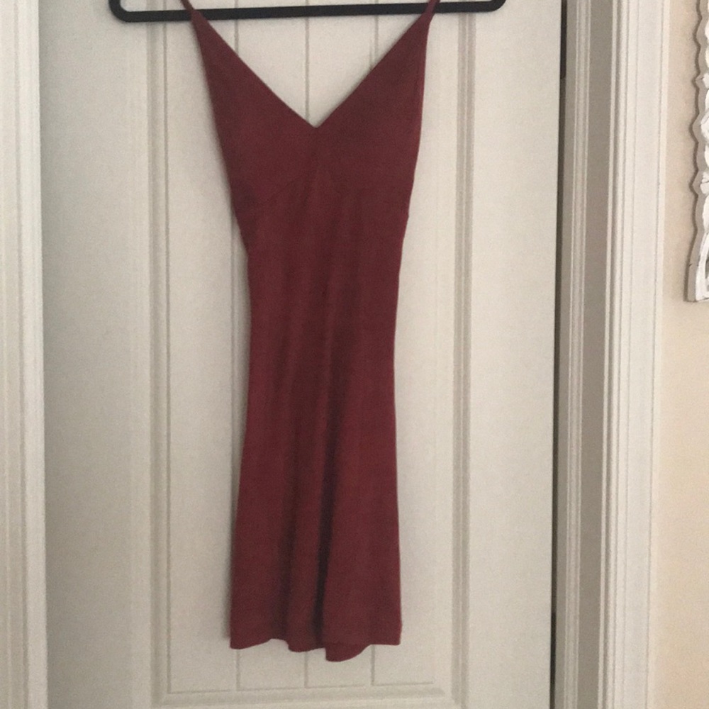 Rust colored suede mini dress